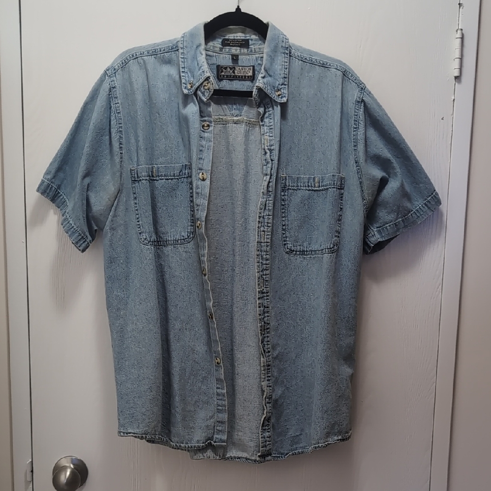 Casual Denim Button-Down Shirt for Men